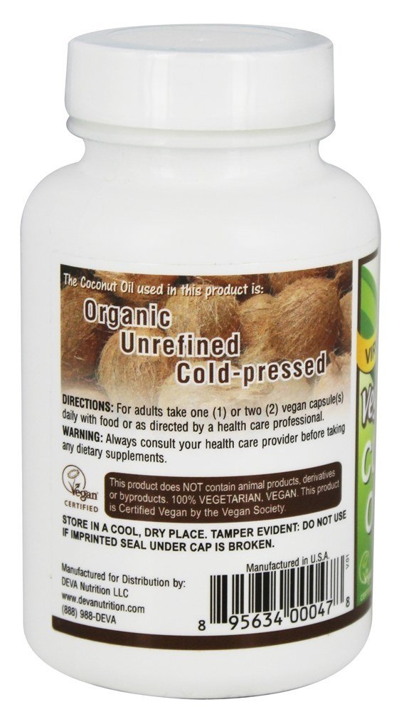 Comprar Óleo De Coco Virgem Vegano - 90 Tampas veganas Deva Nutrition - Imagem 3