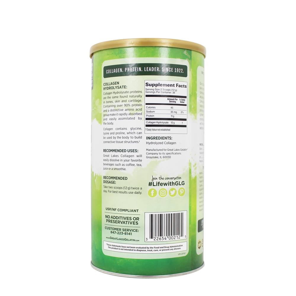 Comprar Proteína de colágeno hidrolisado em pó sem sabor - 16 oz. Great Lakes - Imagem 2