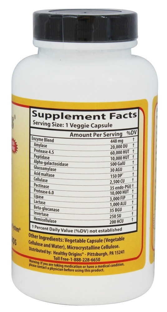Comprar Natural Broad Spectrum Enzimas digestivas - Cápsulas vegetarianas 180 Healthy Origins - Imagem 2