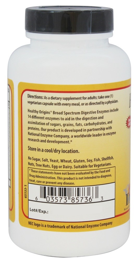 Comprar Natural Broad Spectrum Enzimas digestivas - Cápsulas vegetarianas 180 Healthy Origins - Imagem 3