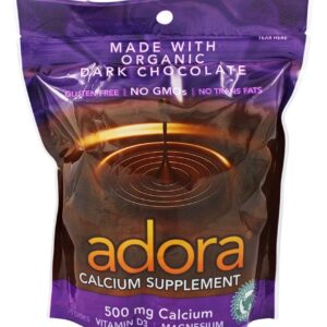 Comprar Suplemento de Cálcio de Chocolate Amargo Orgânico 500 mg. - 30 Contagem Adora