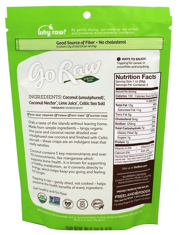 Comprar Orgânico Cru Coco Batatas fritas Tangy Cal - 2 oz. Go Raw - Imagem 2