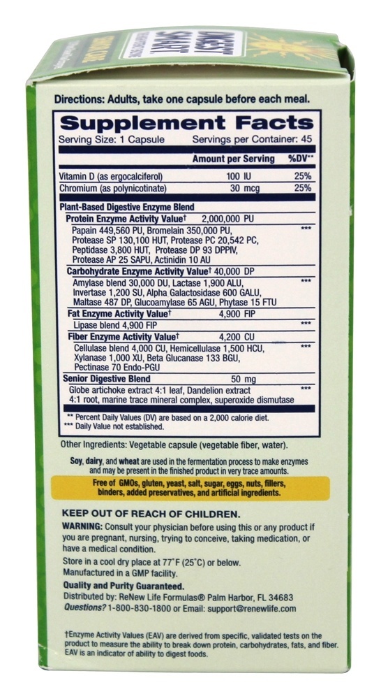 Comprar Digerir Inteligente Senior Cuidar - Cápsulas vegetarianas 45 Renew Life - Imagem 2