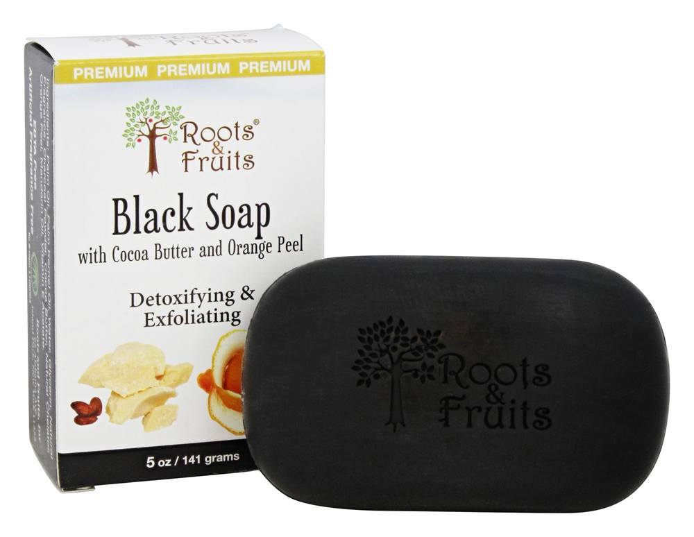 Comprar Sabonete Preto com Manteiga de Cacau e Casca de Laranja Desintoxicante e Esfoliante - 5 oz. Roots & Fruits