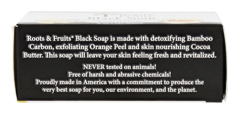 Comprar Sabonete Preto com Manteiga de Cacau e Casca de Laranja Desintoxicante e Esfoliante - 5 oz. Roots & Fruits - Imagem 3