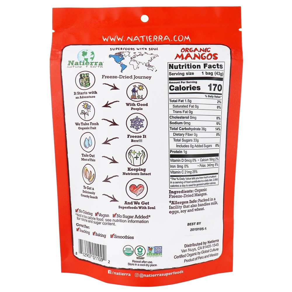 Comprar Mangas liofilizadas Natierra - 1.5 oz. Nature's All Foods - Imagem 2