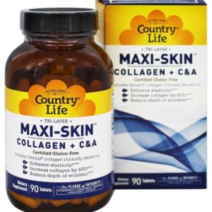 Comprar Colágeno Maxi-SKin Tri-Layer + C & A - 90 Tablets Country Life