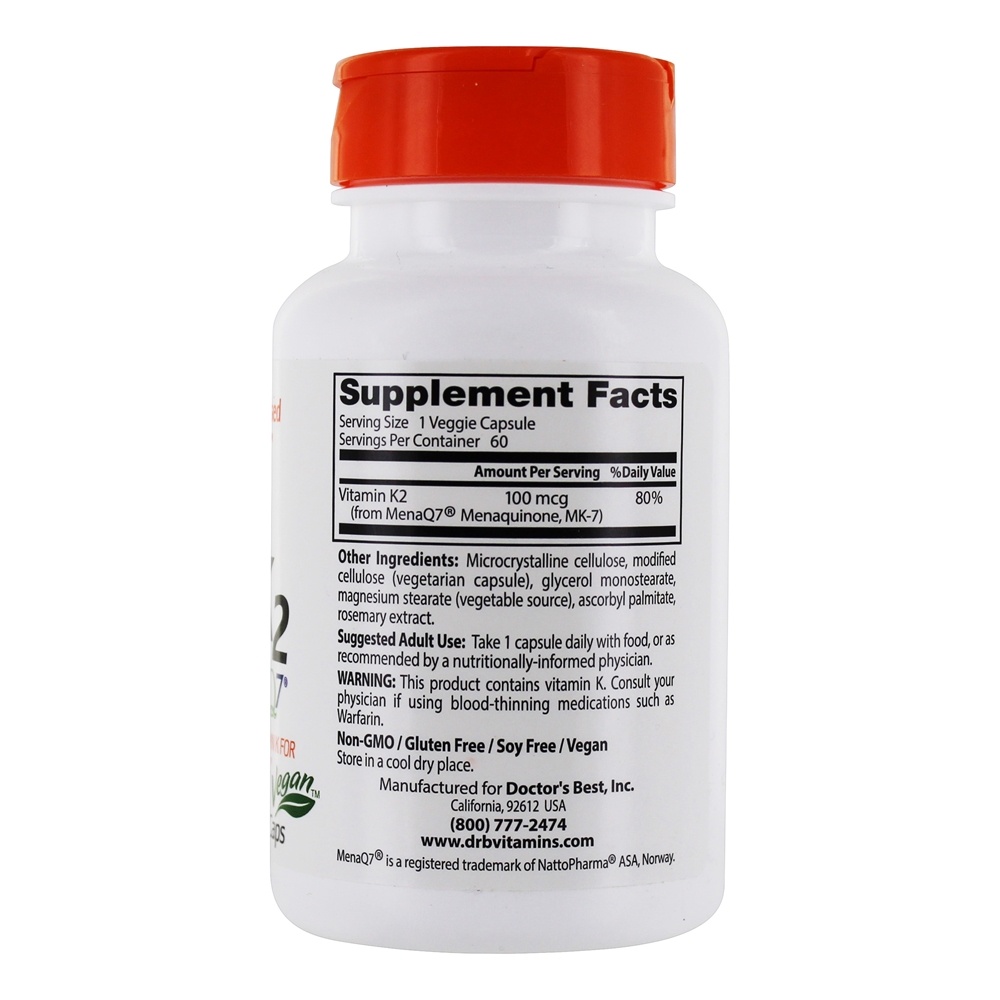 Comprar Vitamina K2 Natural MK7 Com MenaQ7 100 mcg. - 60 Tampas veganas Doctor's Best - Imagem 2