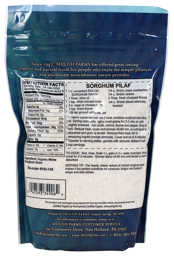 Comprar Grão Sorgo Orgânico - 16 oz. Shiloh Farms - Imagem 2