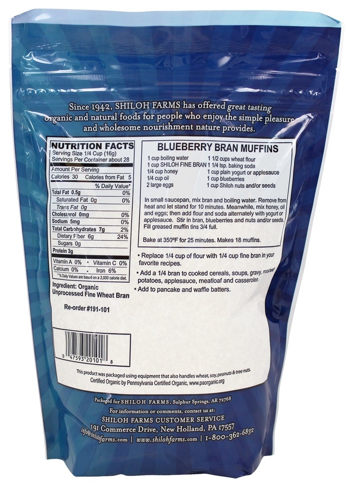 Comprar Farelo fino não processado orgânico - 16 oz. Shiloh Farms - Imagem 2