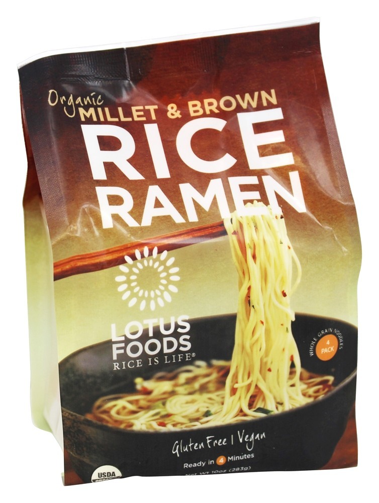 Comprar Orgânico Arroz Ramen Inteiro Grão Talharim 4 Empacotar Painço & Marrom - 10 oz. Lotus Foods