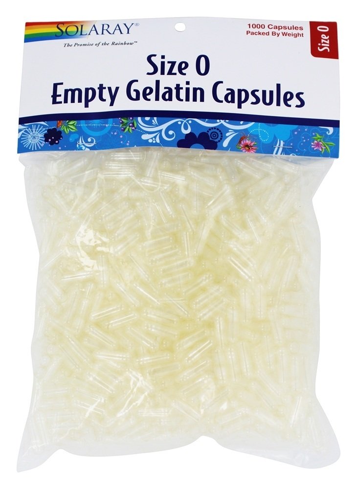 Comprar Cápsulas de Gelatina Vazias Tamanho 0 - Cápsulas 1000 Solaray