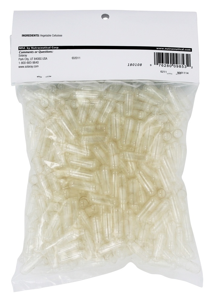 Comprar Tamanho vazio de cápsulas vegetarianas 00 - Cápsulas vegetarianas 500 Solaray - Imagem 2