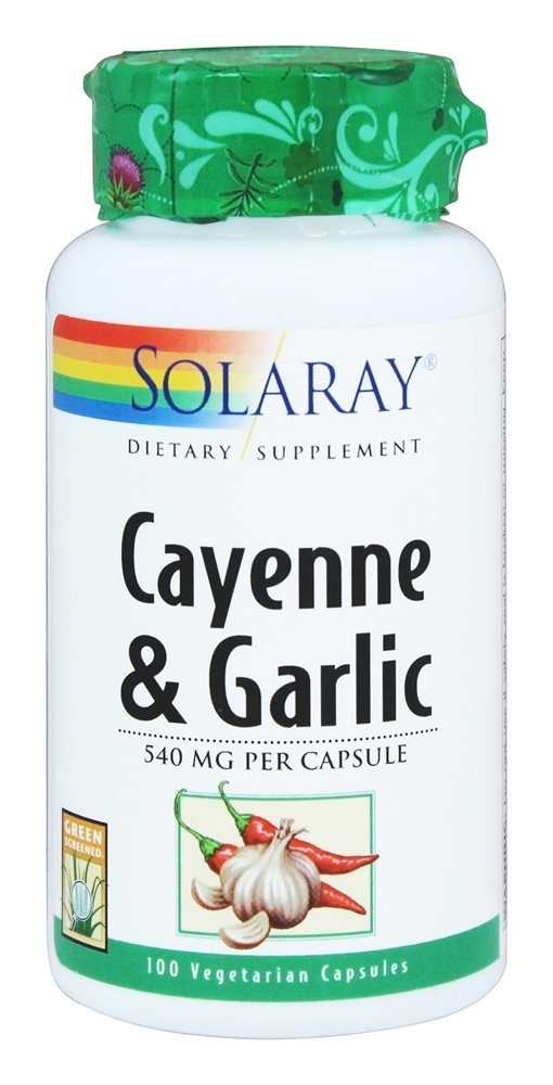 Comprar Pimenta de Caiena e alho 540 mg. - Cápsulas vegetarianas 100 Solaray