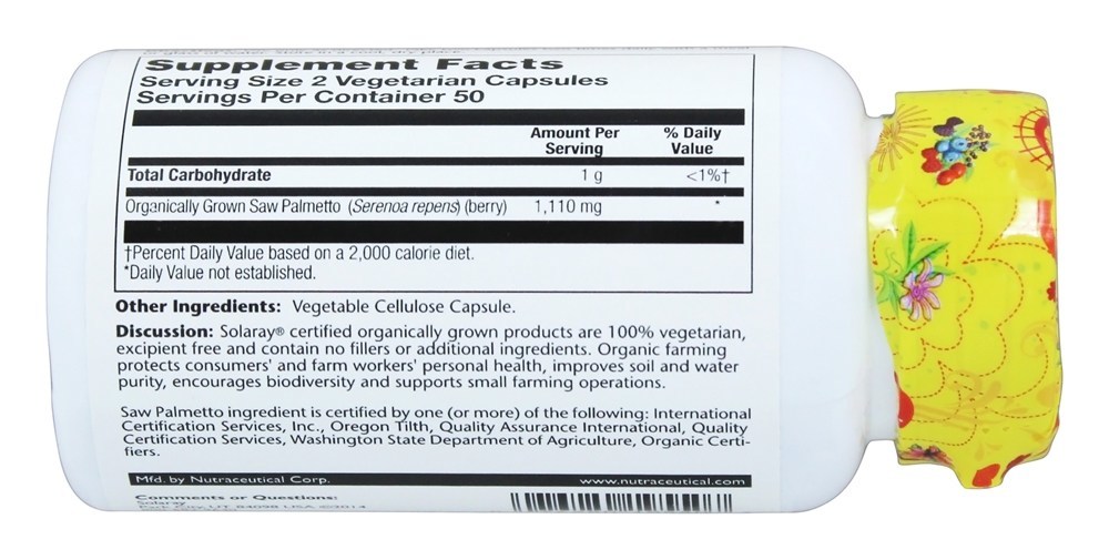 Comprar Palmetto Saw organicamente crescido - Cápsulas vegetarianas 100 Solaray - Imagem 3