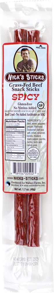 Comprar Lanche de carne alimentados com capim Sticks Spicy - 1.7 oz. Nick's Sticks