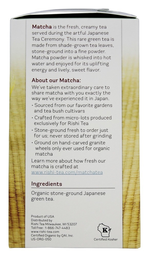 Comprar Casa de Chá Orgânica Matcha Chá Verde - 0.7 oz. Rishi Tea - Imagem 2