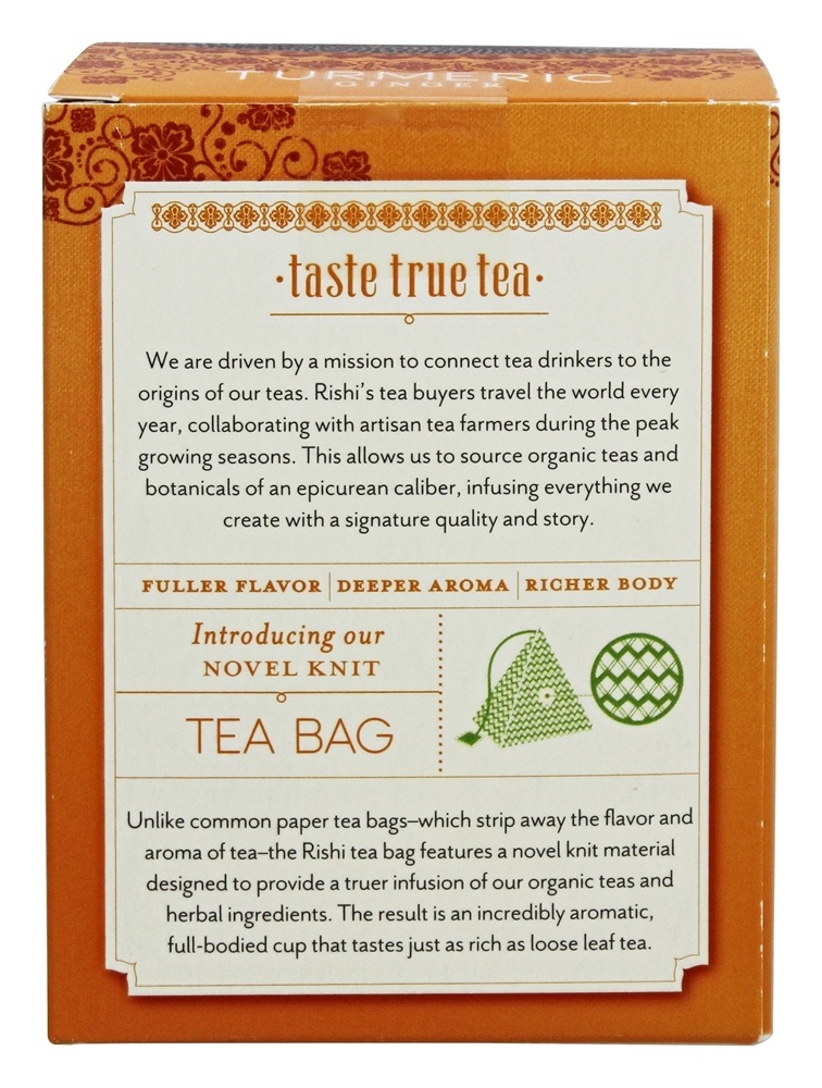 Comprar Chá de ervas orgânico Gengibre de cúrcuma sem cafeína - 15 Saquinhos de Chá Rishi Tea - Imagem 3