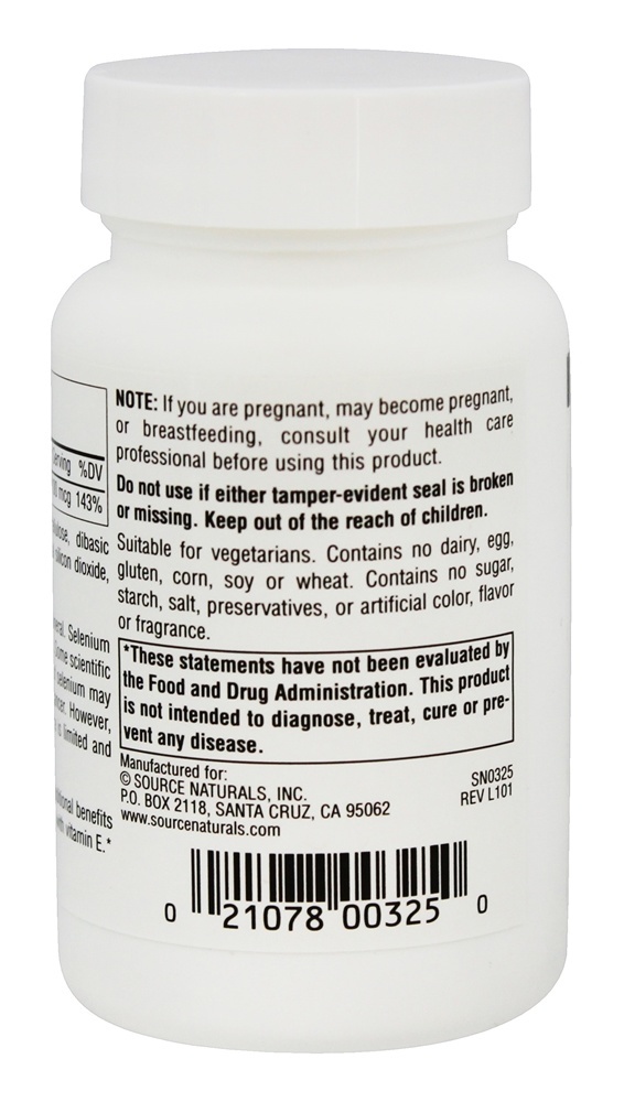 Comprar Selênio 100 mcg. - 250 Tablets Source Naturals - Imagem 3