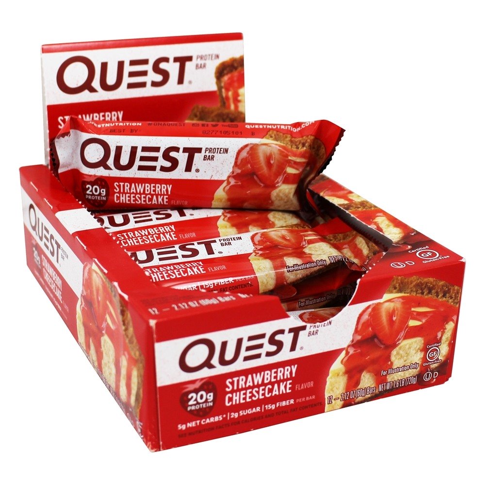 Comprar Barra de Proteína da Quest Bares de Morango Cheesecake de Morango - 12 Barras Quest Nutrition
