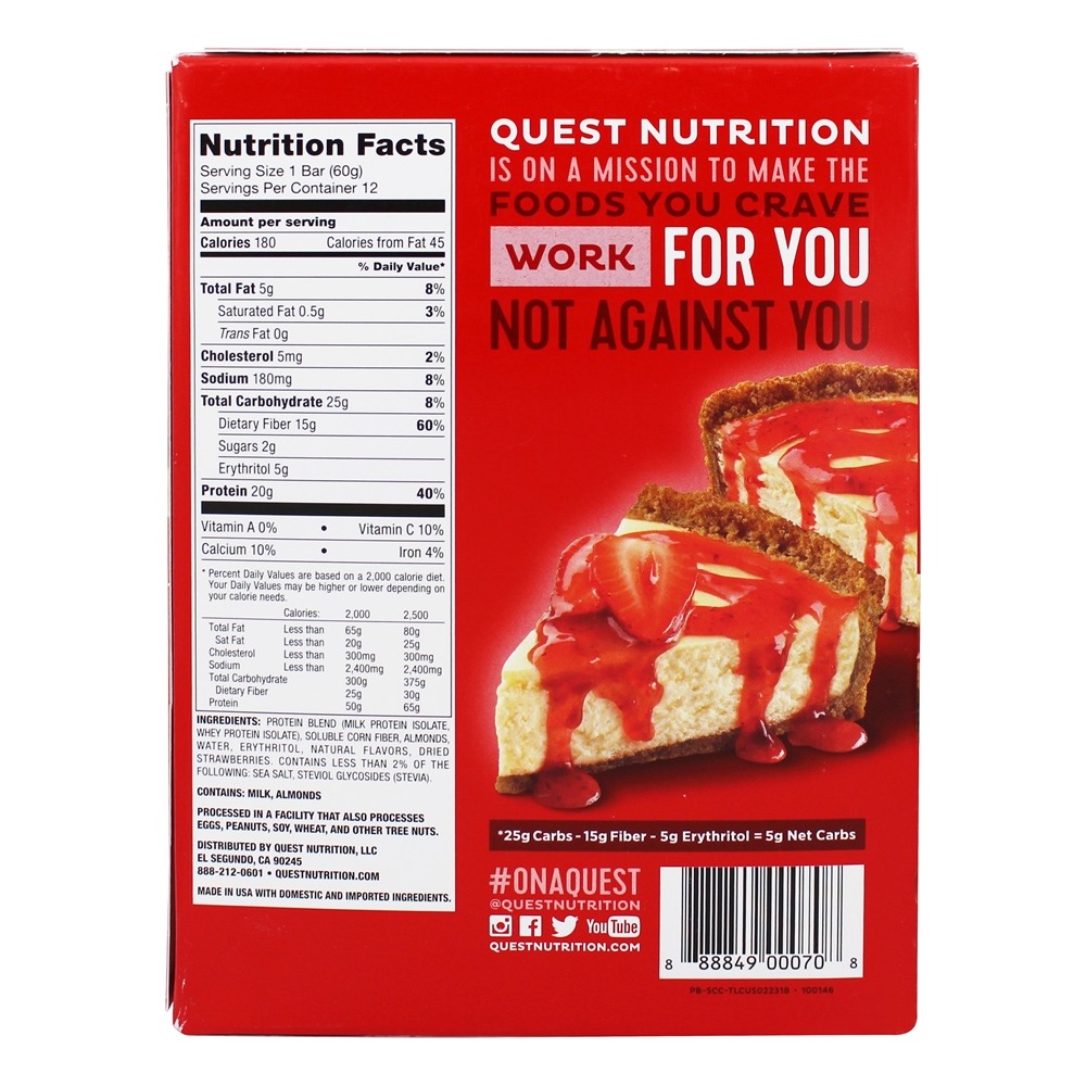 Comprar Barra de Proteína da Quest Bares de Morango Cheesecake de Morango - 12 Barras Quest Nutrition - Imagem 2