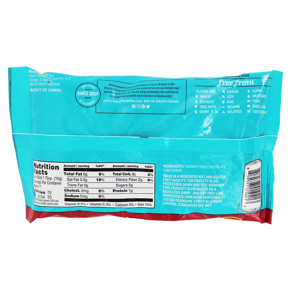 Comprar Pedaços de chocolate escuro amigáveis sem alergia sem glúten - 9 oz. Enjoy Life Foods - Imagem 2