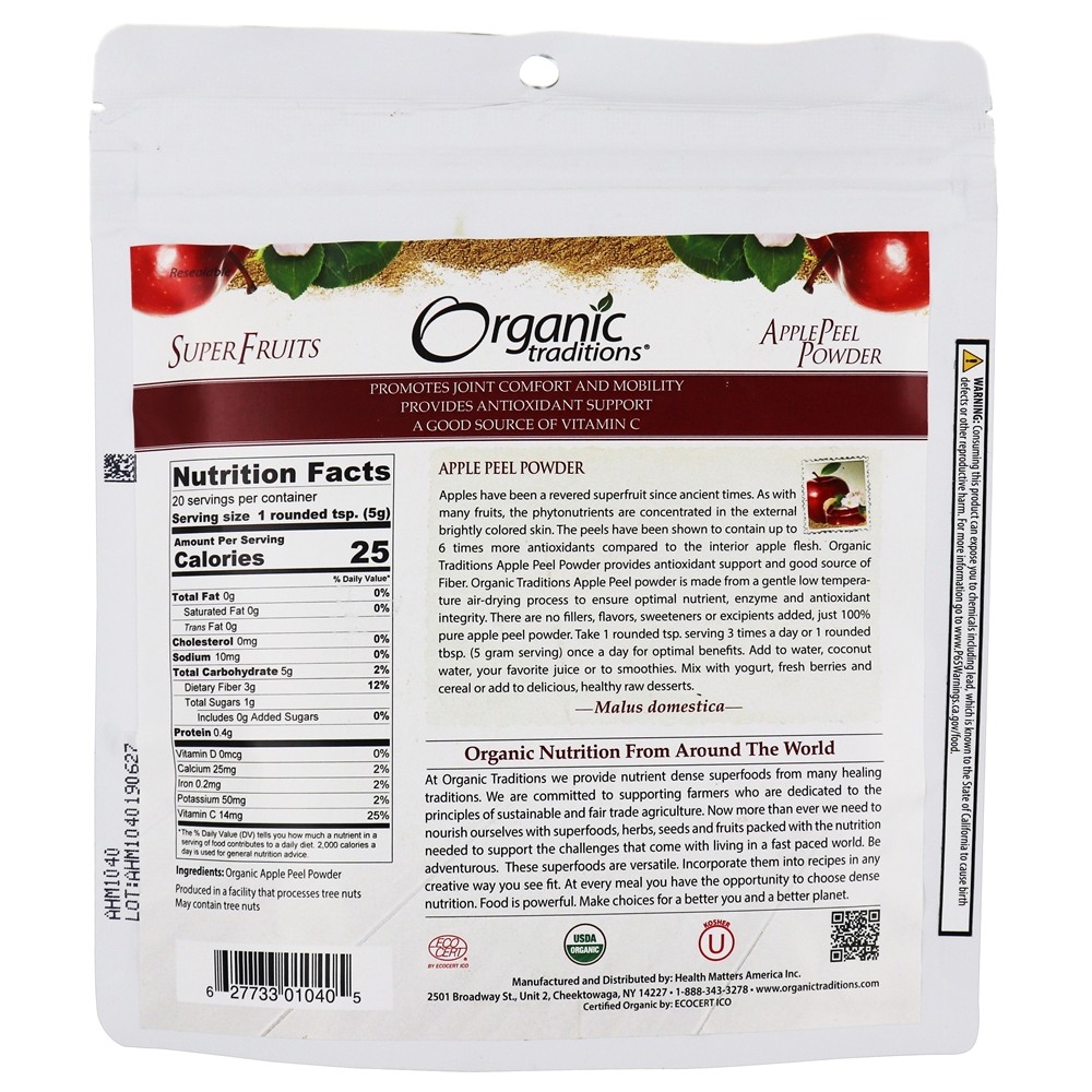 Comprar Pó De Casca De Maçã - 3.5 oz. Organic Traditions - Imagem 2