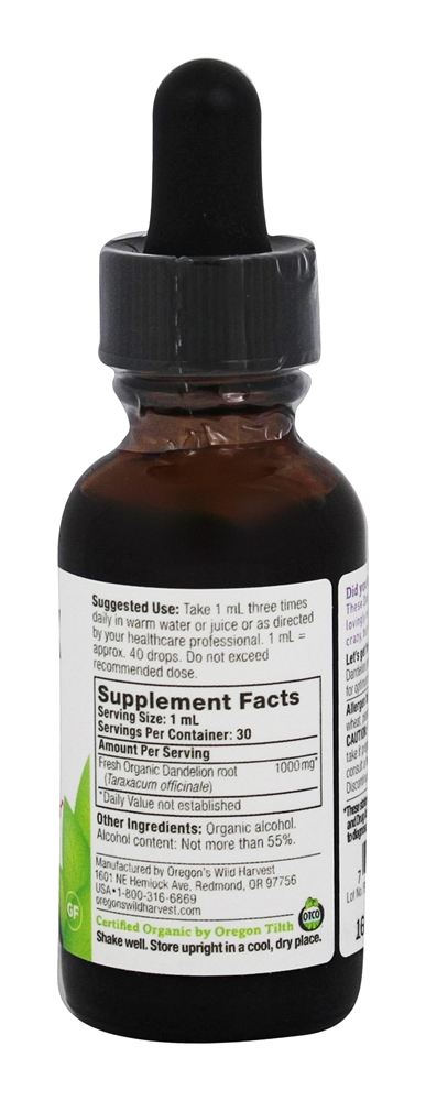 Comprar Raiz de dente de leão de extrato orgânico fresco - 1 fl. oz. Oregon's Wild Harvest - Imagem 2