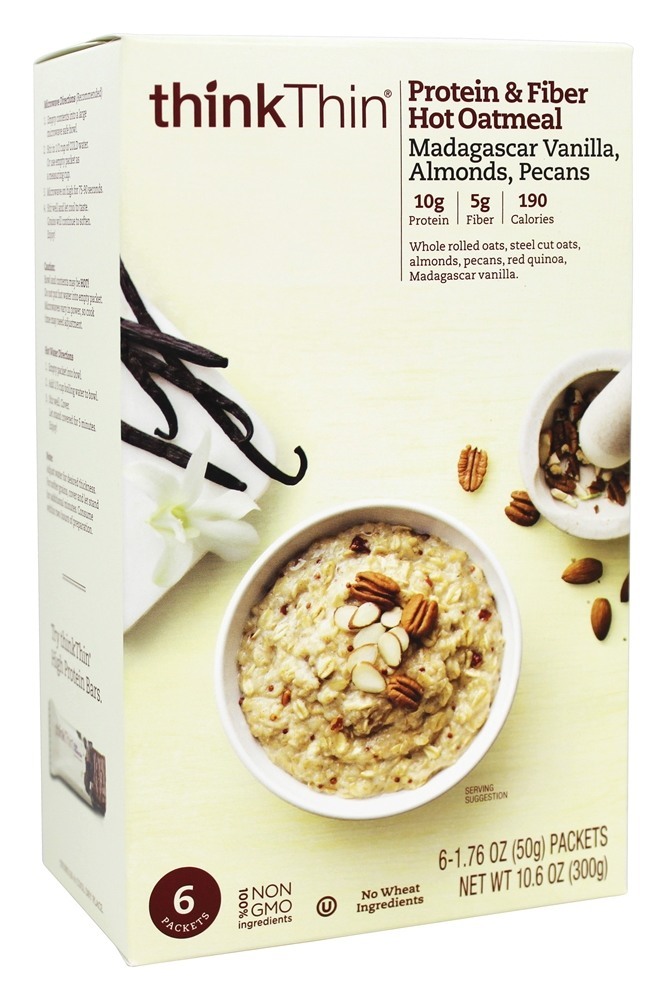 Comprar thinkthin Proteína e Fibra Quente Aveia Madagáscar Baunilha com Amêndoas e Nozes - 6 Pacotes (s) Think Products