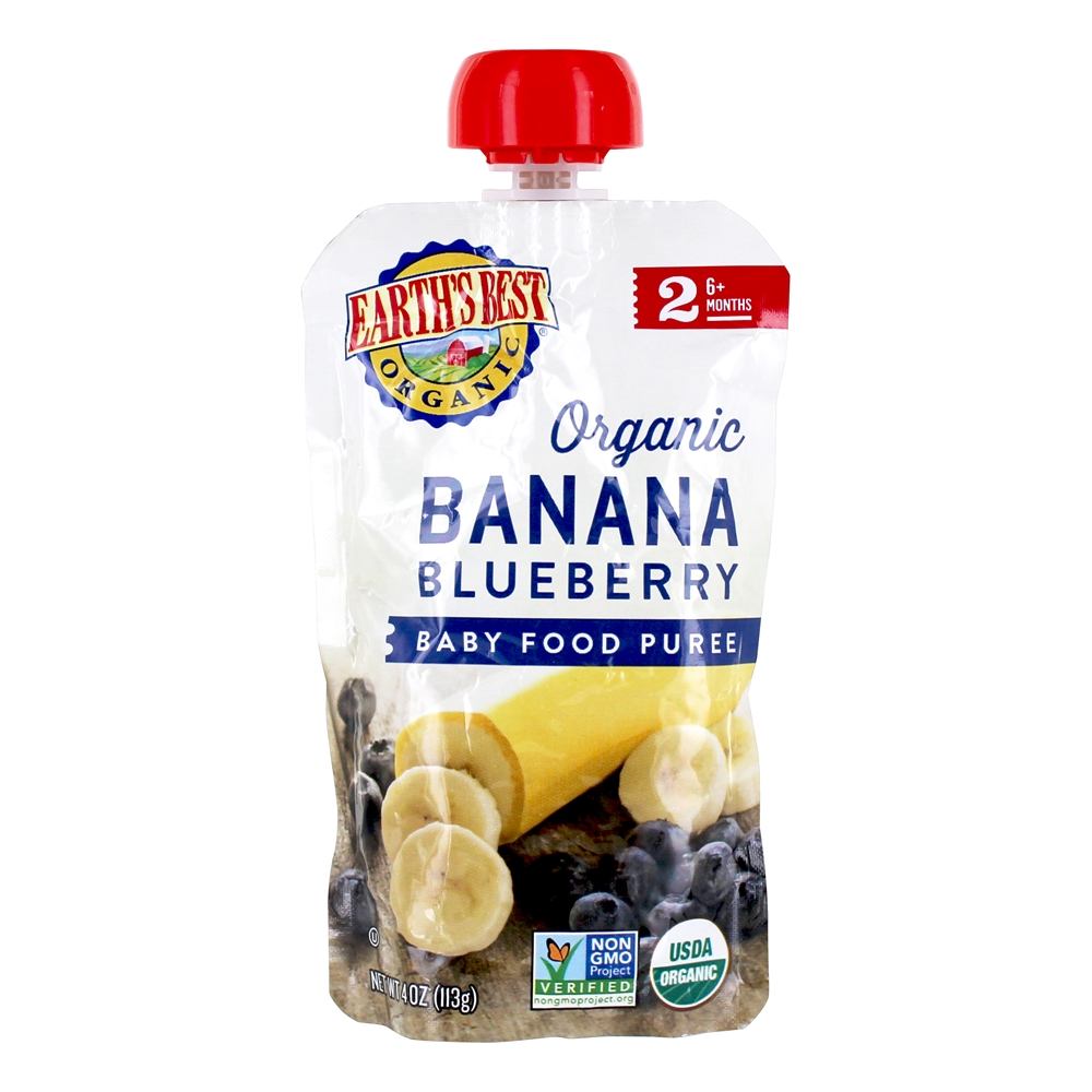 Comprar Organic Stage 2 Purê de Comida para Bebê 6 + Banana Blueberry - 4 oz. Earth's Best
