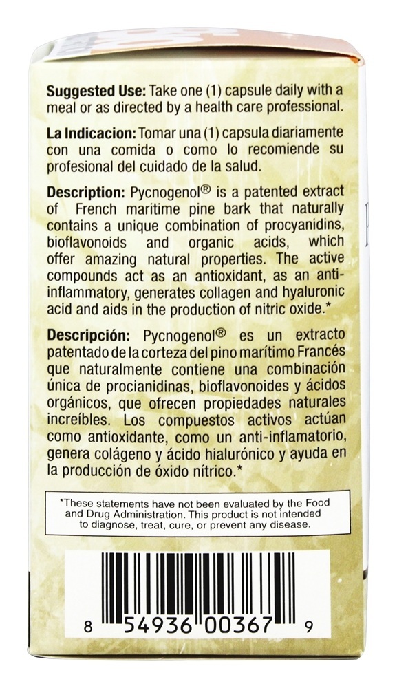 Comprar Pycnogenol 100 mg. - Cápsulas vegetarianas 50 Bio Nutrition - Imagem 3