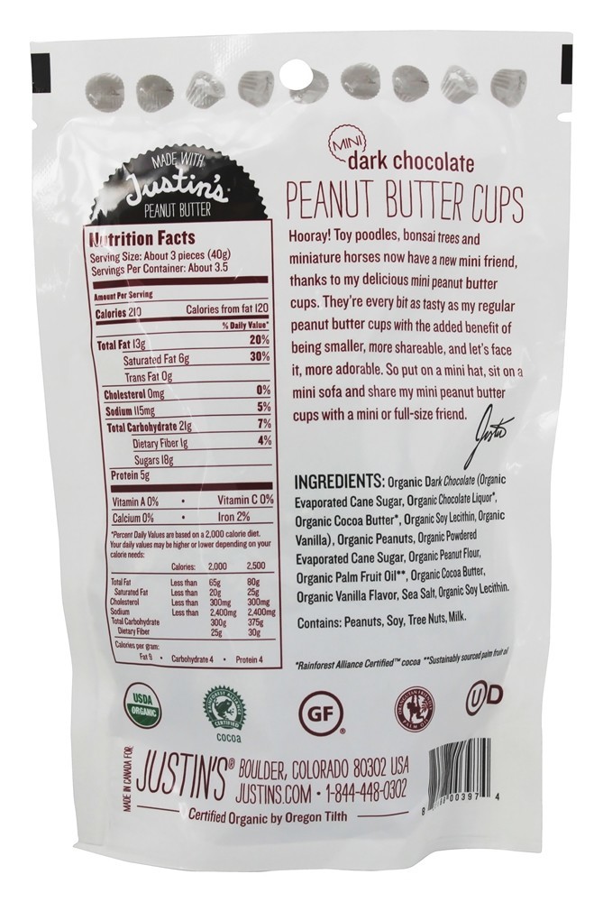 Comprar Manteiga De Amendoim Copos De Chocolate Escuro - 4.7 oz. Justin's Nut Butter - Imagem 2
