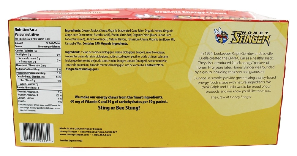 Comprar A energia orgânica mastiga com vitamina C Fruit Smoothie - 12 Pacotes (s) Honey Stinger - Imagem 2