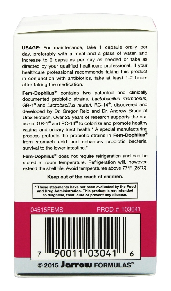Comprar Fem-Dophilus Suplemento Probiótico Sem Refrigeração 1 Bilhão de UFC - Cápsulas vegetarianas 30 Jarrow Formulas - Imagem 4