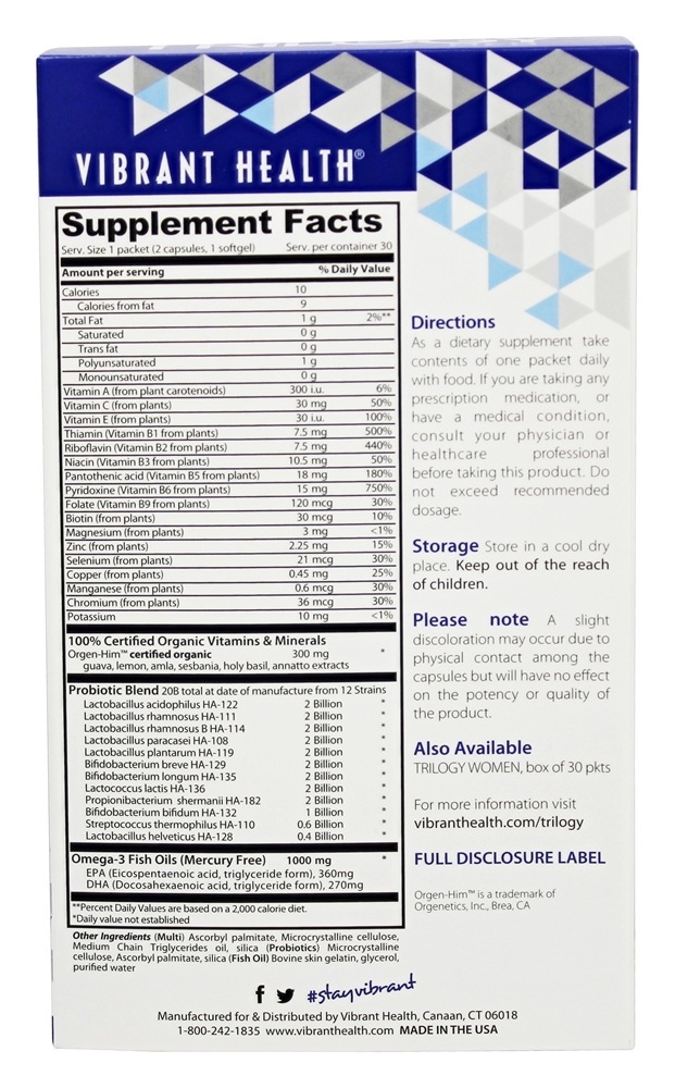 Comprar Trilogy Suplemento Diário Para Homens - 30 Pacotes (s) Vibrant Health - Imagem 2