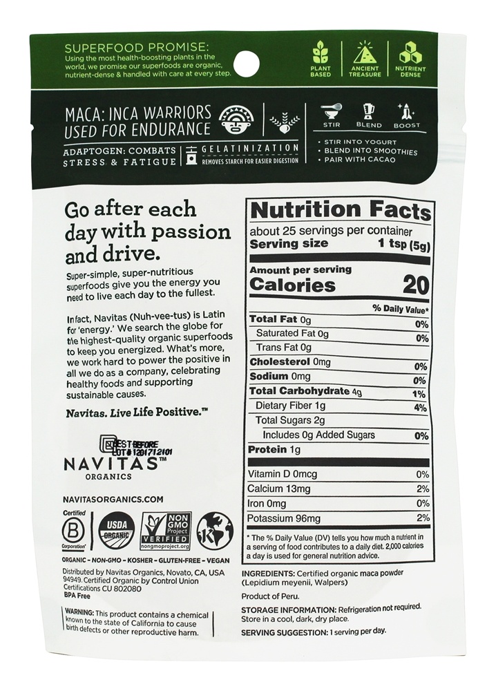 Comprar Pó Maca Gelatinizado Orgânico - 4 oz. Navitas Organics - Imagem 2