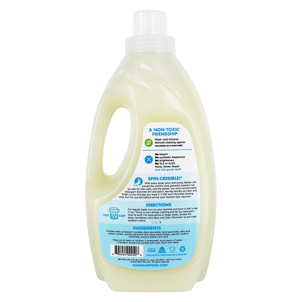 Comprar Naturalmente Detergente de lavanderia para limpeza de sujeira 64 Ele carrega sem perfume - 64 fl. oz. Better Life - Imagem 2