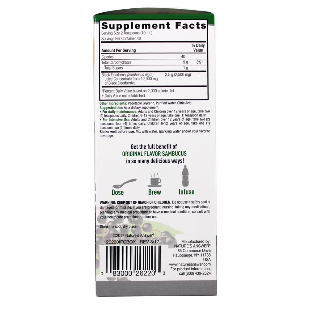 Comprar Sabor Sambucus Black Sabonete Sabor Original 2500 mg. - 16 fl. oz. Nature's Answer - Imagem 2
