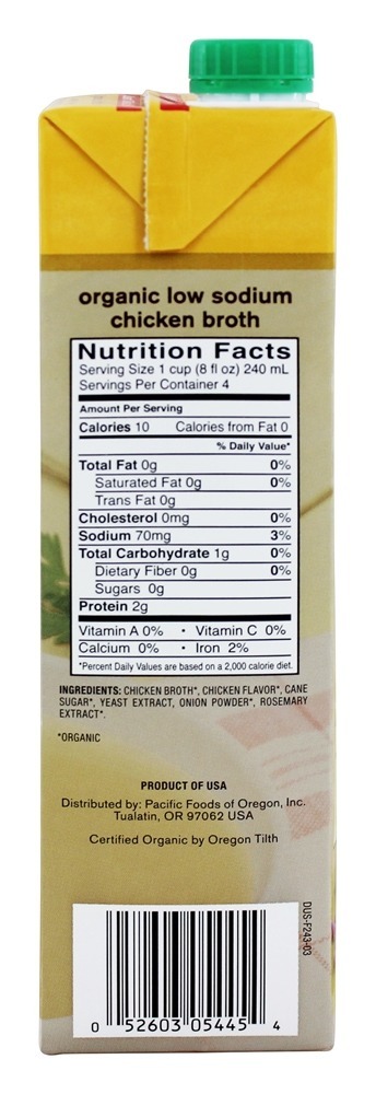 Comprar Sódio de galinha ar livre orgânico do caldo de carne baixo - 32 fl. oz. Pacific Foods - Imagem 2