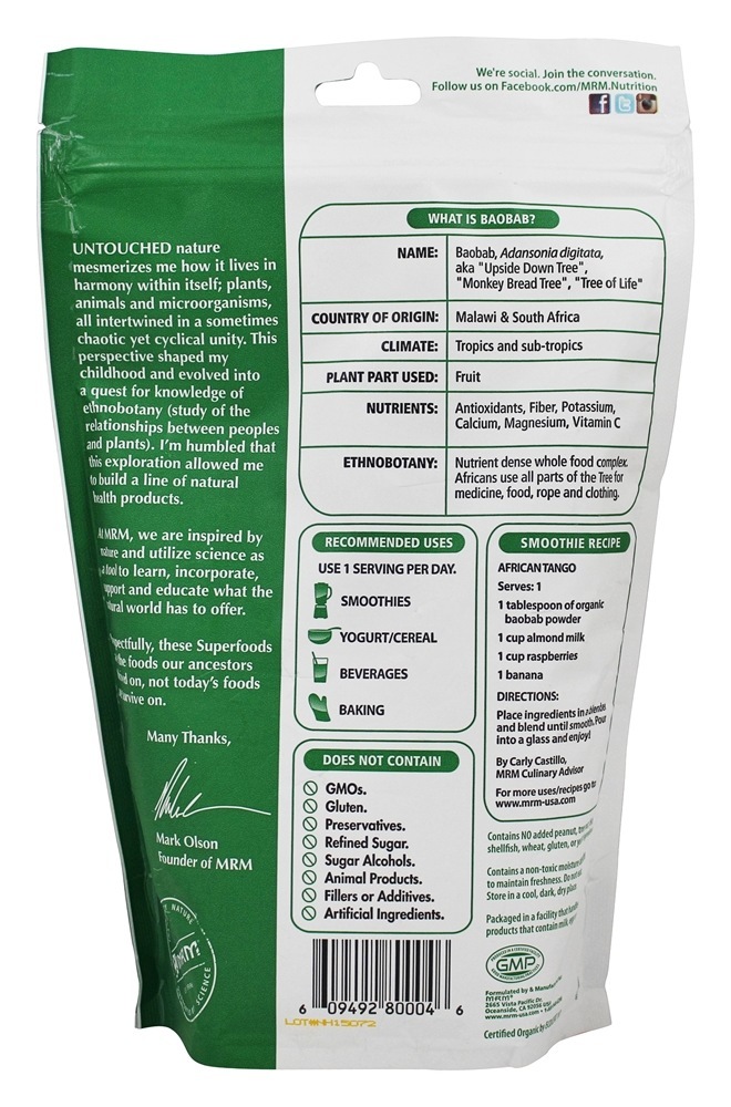 Comprar Pó de Baobá Orgânico Cru - 8.5 oz. MRM - Imagem 2