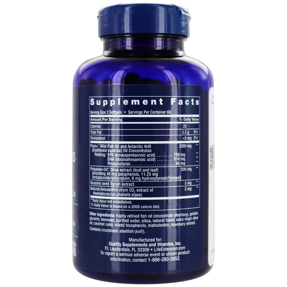 Comprar Super Omega-3 Plus EPA/DHA com Lignanas de Gergelim, Extrato de Oliva, Krill e Astaxantina - 120 Softgels Life Extension - Imagem 2