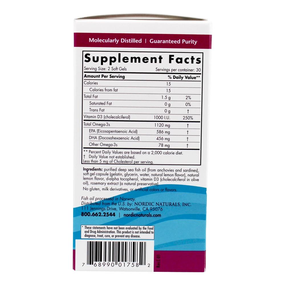 Comprar Pós Omega - 3 Limão 1120 mg. - 60 Softgels Nordic Naturals - Imagem 3