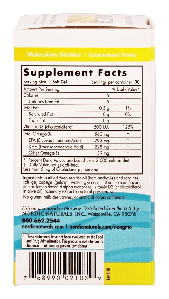 Comprar Omega Um limão 560 mg. - 30 Softgels Nordic Naturals - Imagem 2