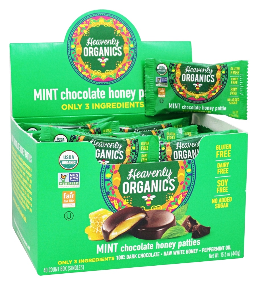 Comprar Caixa de rissóis de mel de chocolate menta - 40 Contagem Heavenly Organics