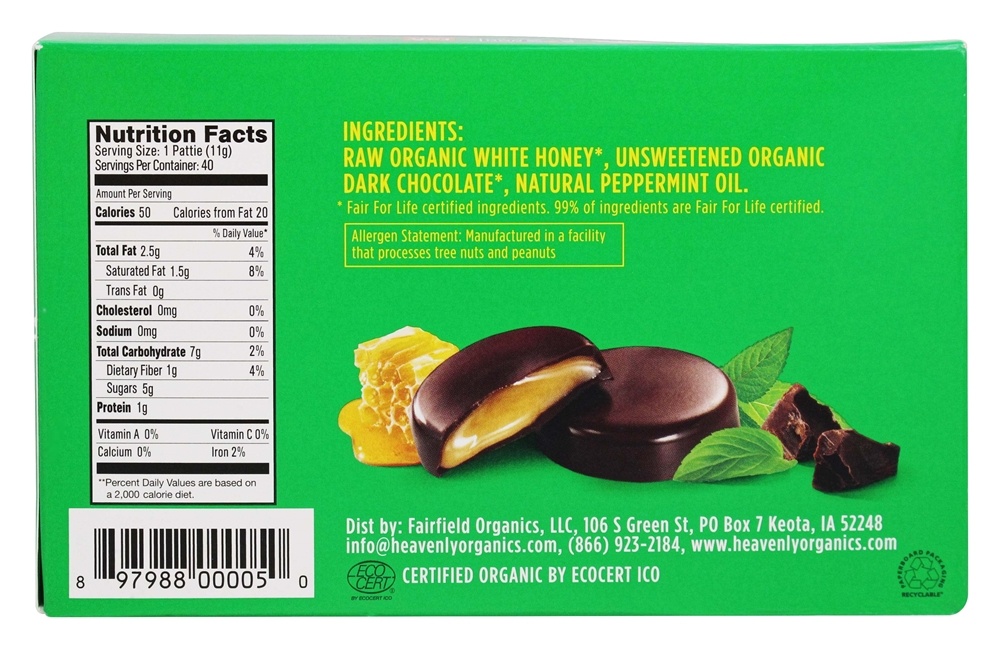 Comprar Caixa de rissóis de mel de chocolate menta - 40 Contagem Heavenly Organics - Imagem 2