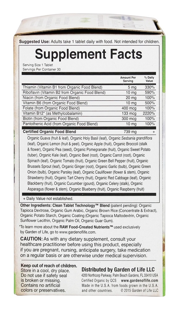 Comprar mykind Organics B Complex Uma vez por dia - 30 Comprimidos vegetarianos Garden of Life - Imagem 2