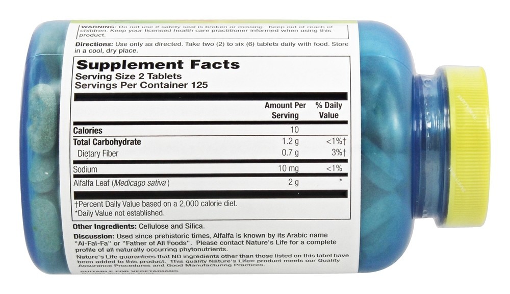 Comprar Folha de Alfafa 1000 mg. - 250 Tablets Nature's Life - Imagem 2