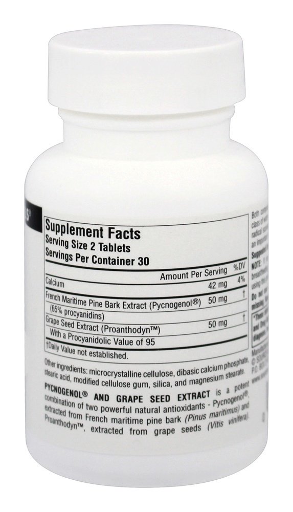 Comprar Pycnogenol & Extrato de Semente de Uva 50 mg. - 60 Tablets Source Naturals - Imagem 2