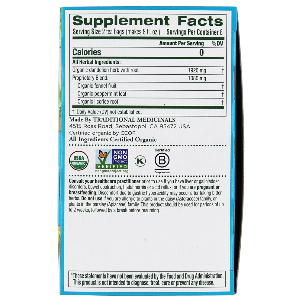 Comprar Orgânica EveryDay Detox Dandelion Herbal Tea - 16 Saquinhos de Chá Traditional Medicinals - Imagem 2