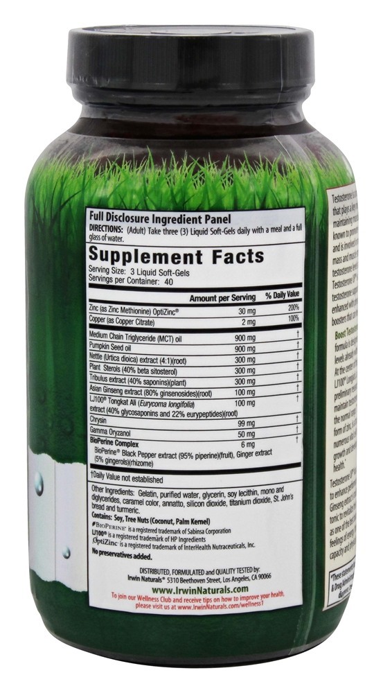 Comprar Testosterona UP - 120 Softgels Irwin Naturals - Imagem 2